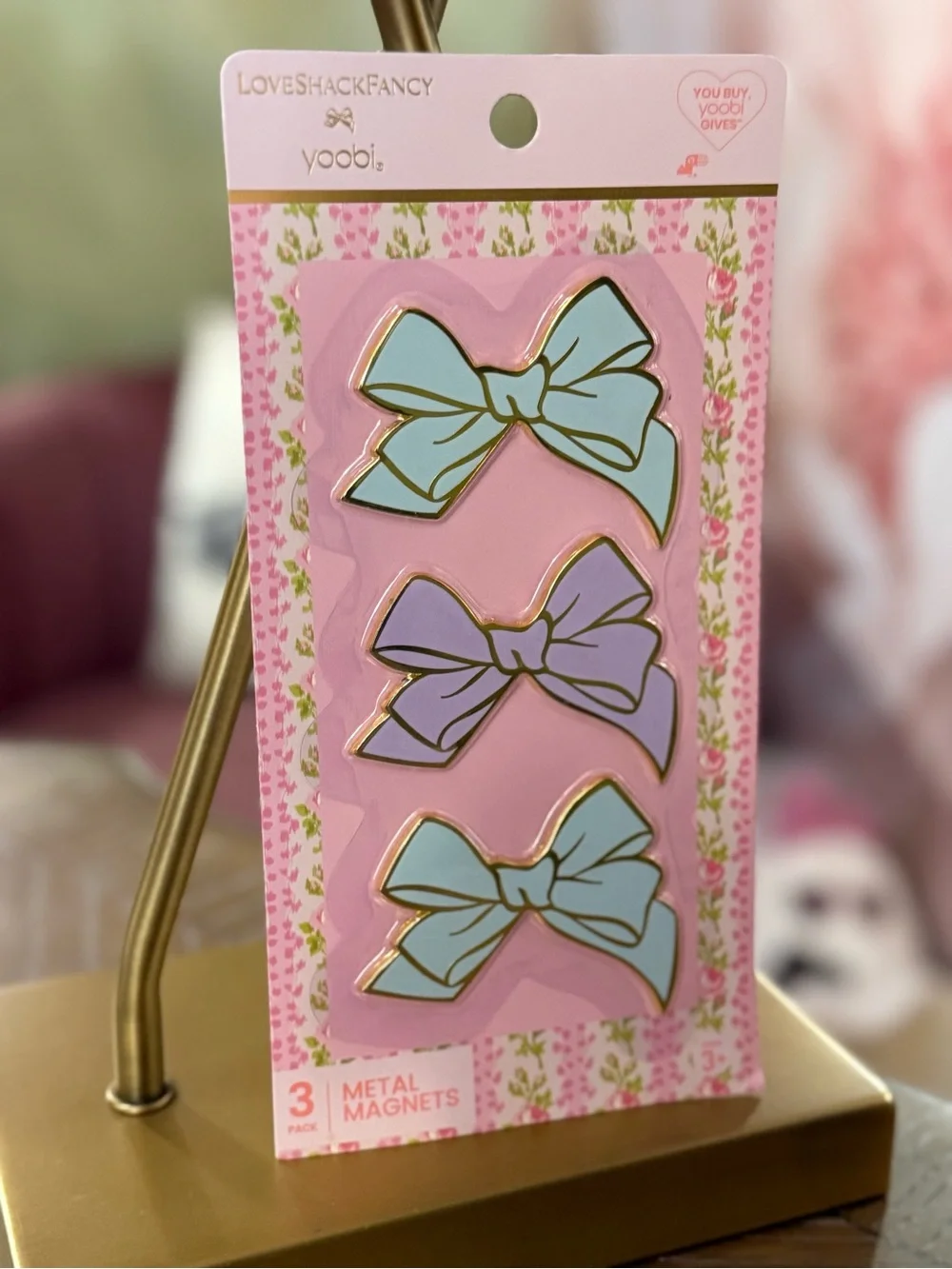 LoveShackFancy x Target Yoobi Pastel Bow Metal Magnets in Mint & Lilac